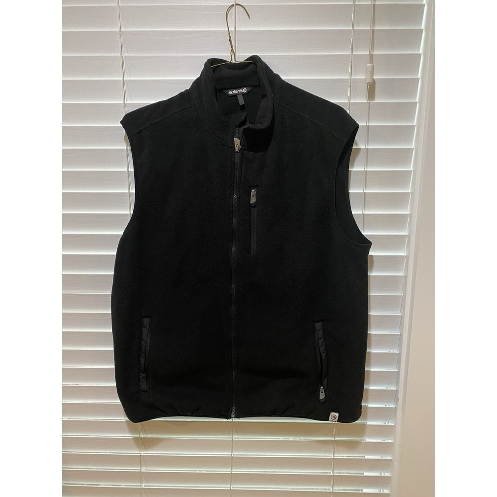 Solaris Mens Full Zip Fleece Vest Black Mock‎ Neck L